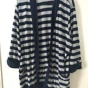 Navy and Grey Striped Cardigan